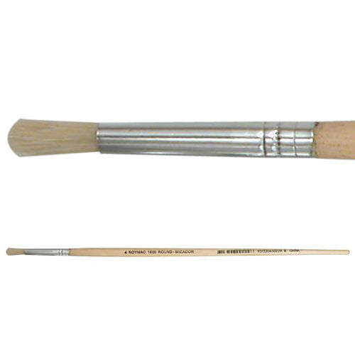 Zart hog hair round brushes size 4 pack of 12 with long handles, suitable for acrylic, poster and oil paint