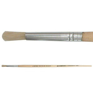 Zart hog hair round brushes size 4 pack of 12 with long handles, suitable for acrylic, poster and oil paint