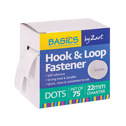 Close-up of Zart hook and loop fastener dots showing hook and loop sides