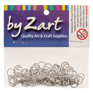 Zart stainless steel jump rings 8mm, pack of 100, displayed on a white background
