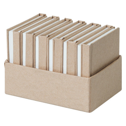 Zart Kraft mini notebooks pack of 12 in open papier mache box, square format, 7.5 x 7.5 cm
