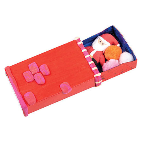 White matchboxes decorated with paint and collage for a craft project