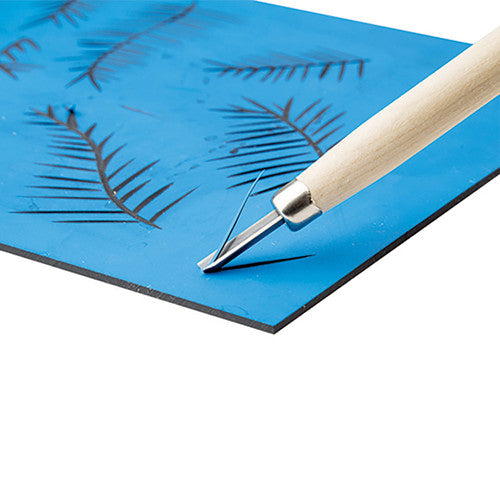 Zart Lino Tile Velvet Print Double-Sided 15 x 15cm. Zart lino tile shown from the side to display 2.6mm thickness.