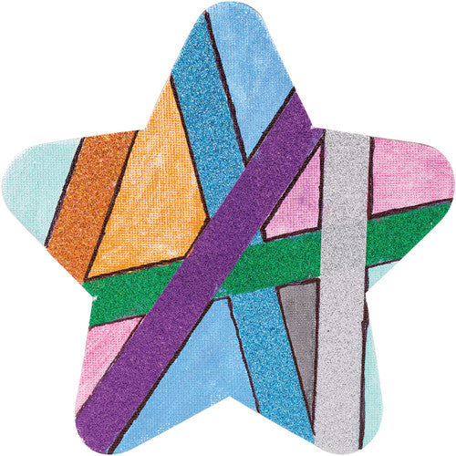 Zart Magnetic Canvas Board 15 x 15cm Star Set of 4. Star canvas board displayed on a magnetic whiteboard.