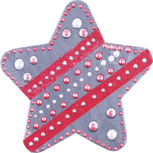 Zart Magnetic Canvas Board 15 x 15cm Star Set of 4. Zart star canvas board attached to a fridge door with artwork.