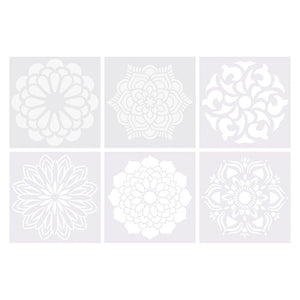 Zart Mandala Stencils pack of 6 assorted designs on white background