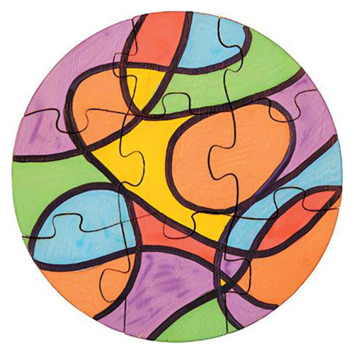 Pack of 25 Zart mini round jigsaws in natural plywood finish