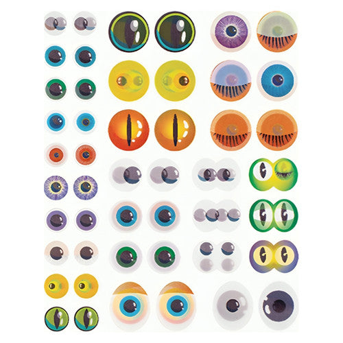 Zart Moving Eyes Stickers pack of 144 lenticular stickers in assorted colours