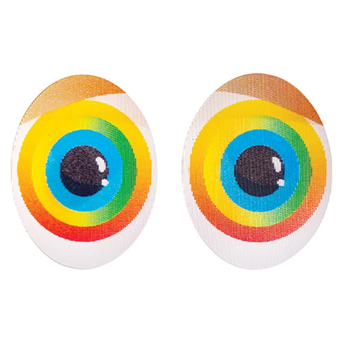 Full contents of the Zart Moving Eyes Stickers pack spread out on a flat surface