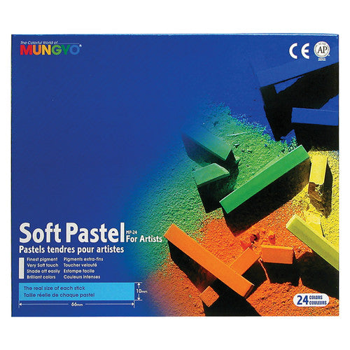 Zart Mungyo Soft Pastels assorted pack of 24 colourful sticks laid out in a row