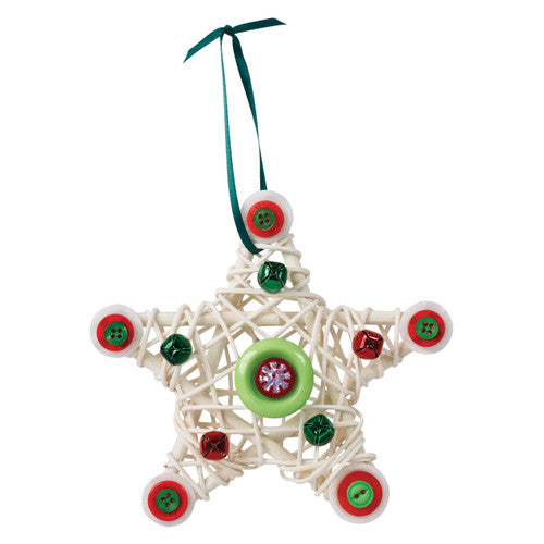 Natural mesh stars used as festive ornaments on a holiday display