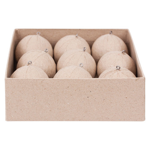 Zart papier mache baubles 60mm pack of 9 in papier mache box