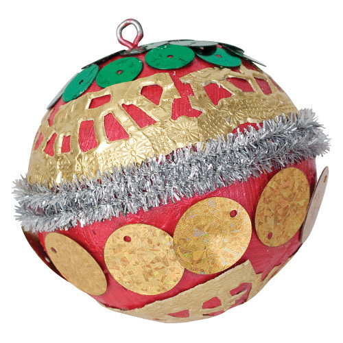Zart Papier Mache Baubles 60mm Pack of 9. Zart CSBW850 papier mache baubles box front showing product details