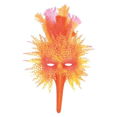Close-up of Zart papier mache bird mask showing textured surface suitable for paint, collage and markers