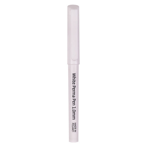 Zart white perma pen marking on a glass surface showing ink coverage