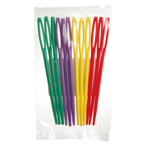 Zart plastic darning needles pack of 12, multicoloured, 7cm long with blunt tip