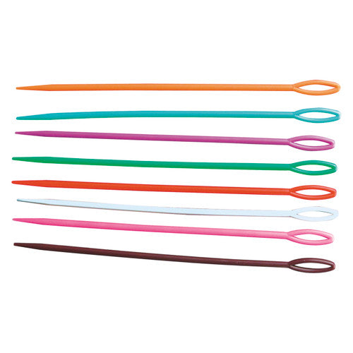 Zart Plastic Weaving Needles Pack of 12. Zart multicoloured plastic weaving needles, 15cm long with large eye, pack of 12.