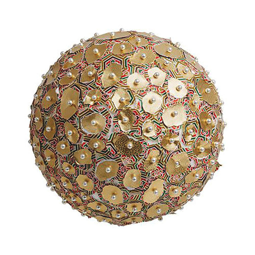 Close-up of a 150mm diameter white poly ball suitable for collage, modelling and festive decorations