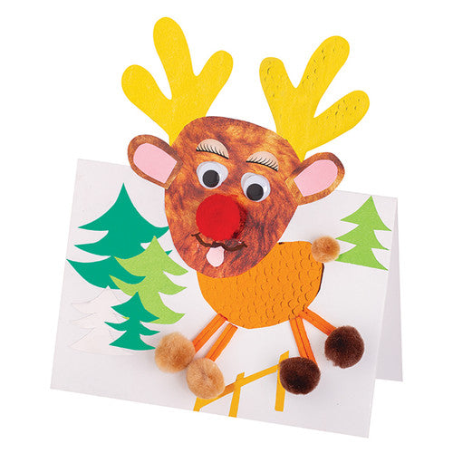 Zart Pop-Up Reindeer Cards Pack of 10. Zart Pop-Up Reindeer Card decorated with coloured markers and stickers