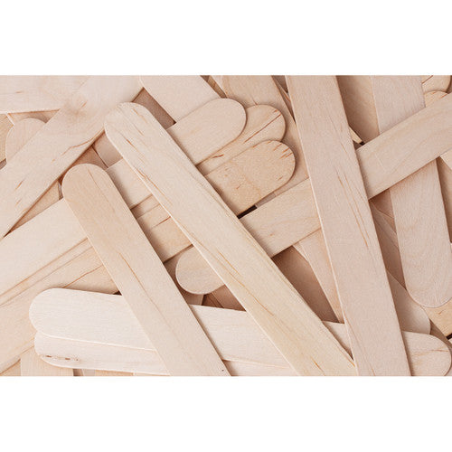 Close-up of natural wooden giant popstick showing grain and 15cm length