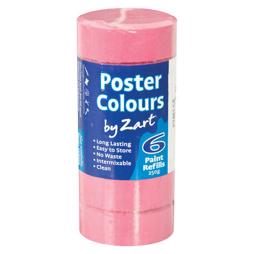Zart Poster Colours Refill Cerise Pack of 6. Zart Cerise Poster Colour refill blocks pack of 6, each 44mm diameter and 16mm thick.