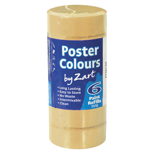 Zart Poster Colours Refill Peach Pack of 6. Zart Poster Colours Refill Peach - pack of 6 water-activated paint blocks, 44mm diameter.