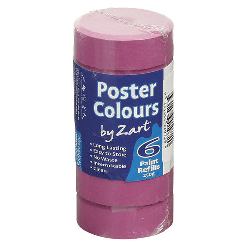 Zart Poster Colours Refill Purple Pack of 6. Zart purple poster colour refill blocks, pack of 6, each 44mm diameter and 16mm thick.