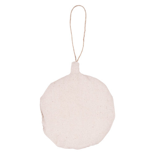 Zart pre-stuffed calico round baubles 10cm diameter with jute hanger, pack of 10