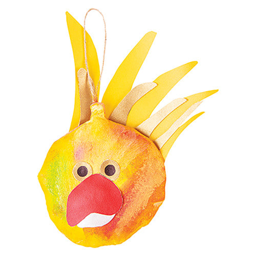 Calico baubles displayed hanging from jute hangers, suitable for Christmas or holiday decorating