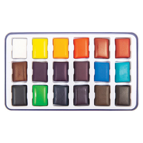 Close-up of Zart Primecolours watercolour blocks showing vivid assorted colours