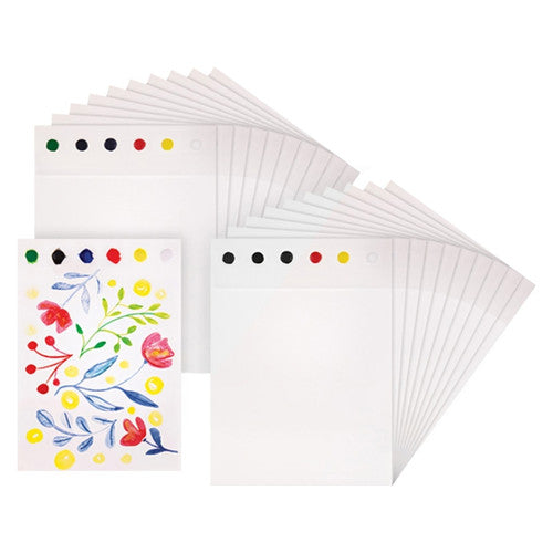 Zart Ready to Go Painting Paper A4 pack of 20 sheets showing watercolour card with integrated paint palette