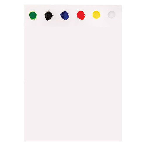 Close-up of the six semi-moist paint colours on a Zart Ready to Go Painting Paper sheet