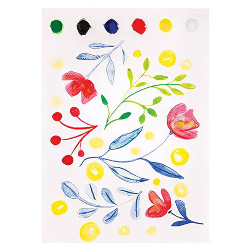 Student painting on Zart A4 watercolour card using the built-in palette and a brush