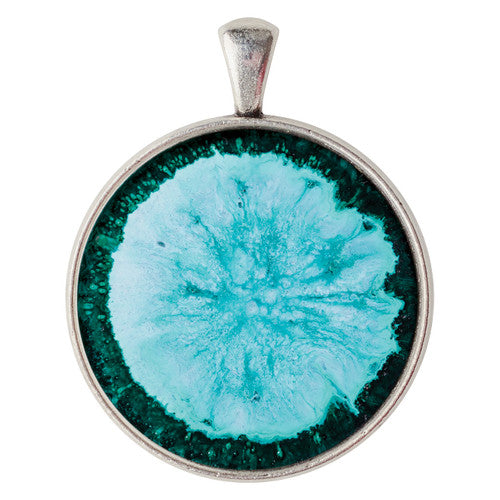 Finished pendant necklace made using a Zart round silver cabochon setting