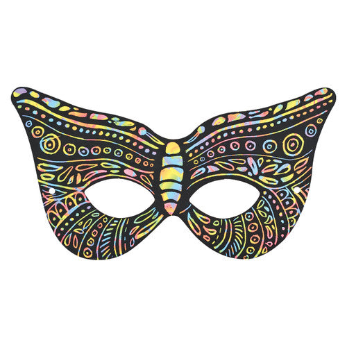 Contents of the Zart Scratch Eye Masks pack including masks, tools and elastic