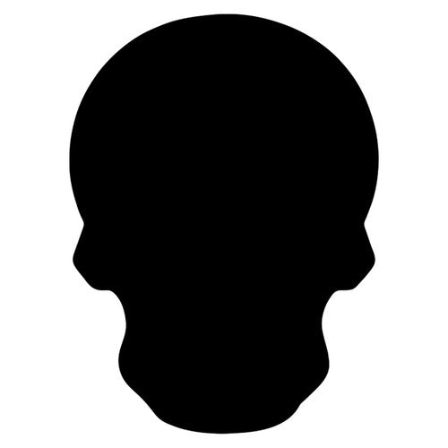 Zart Scratch Skulls Pack of 24. Close-up of a pre-cut scratch skull shape with black coating intact, 10x14cm