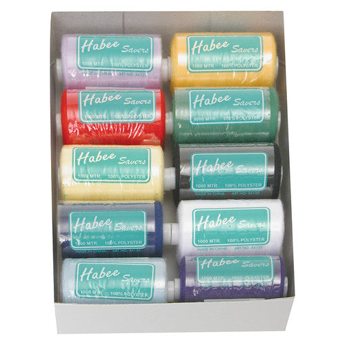 Zart assorted polyester sewing thread box containing 12 colour spools each with 1000 yards