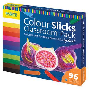 Zart Slicks Colour classroom pack of 96 twistable paint sticks in 12 assorted colours
