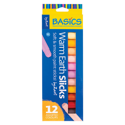 Zart Slicks Warm Earth pack of 12 twistable paint sticks in assorted earth tones