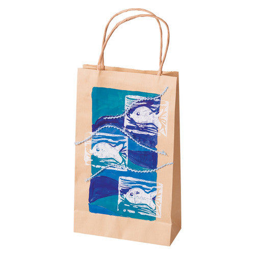 Zart Small Paper Bags with Handle Pack of 10. Close-up of Zart small paper bag showing 10cm handle and gusset detail.