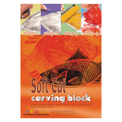 Zart Soft Cut Carving Block 14.5 x 21cm Pack of 10. Pack of 10 Zart Soft Cut Carving Blocks arranged flat on a white background.
