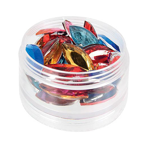 Clear stackable containers holding the 750 assorted Zart jewels