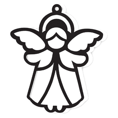 Close-up of the black angel stencil from the Zart Stained Glass Angels kit