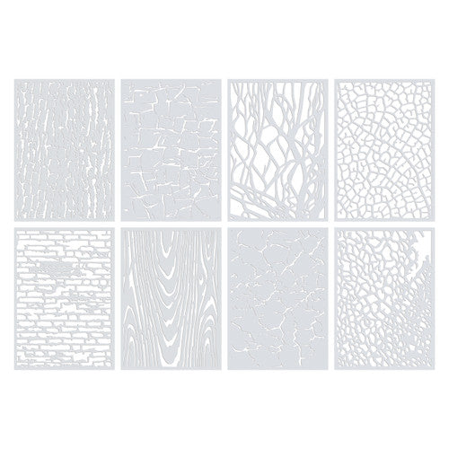 Zart Stencil Sheets A4 Textures Pack of 8. Zart A4 plastic stencil sheets pack of 8 with assorted texture designs