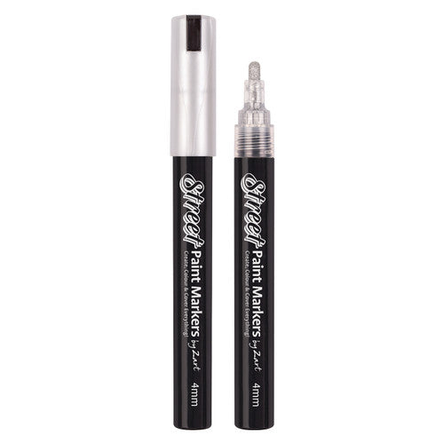 Close-up of Zart silver street paint marker tip showing 4mm bullet nib