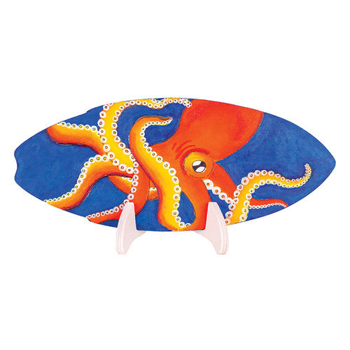 Top-down view of Zart small surfboard showing smooth flat surface and rounded edges, with stand components