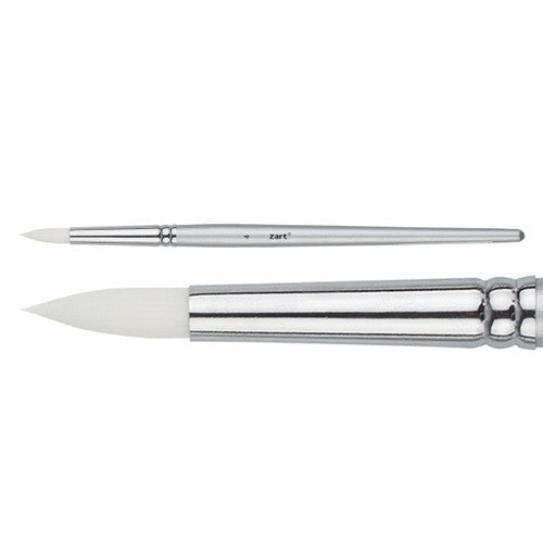 Zart Taklon Dynamic Round brush Size 4 with 6mm width, short tapered handle and metal ferrule