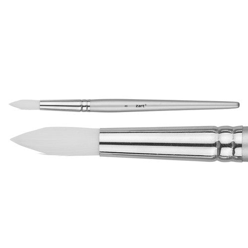 Zart Taklon Dynamic Round brush Size 8 with short tapered handle and metal ferrule, 9mm wide