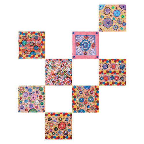 Zart Terracotta Tiles Pack of 10. Personalised terracotta tile gift with painted design on a table