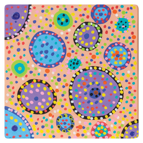 Zart Terracotta Tiles Pack of 10. Terracotta tiles used as decorative coasters on a timber surface